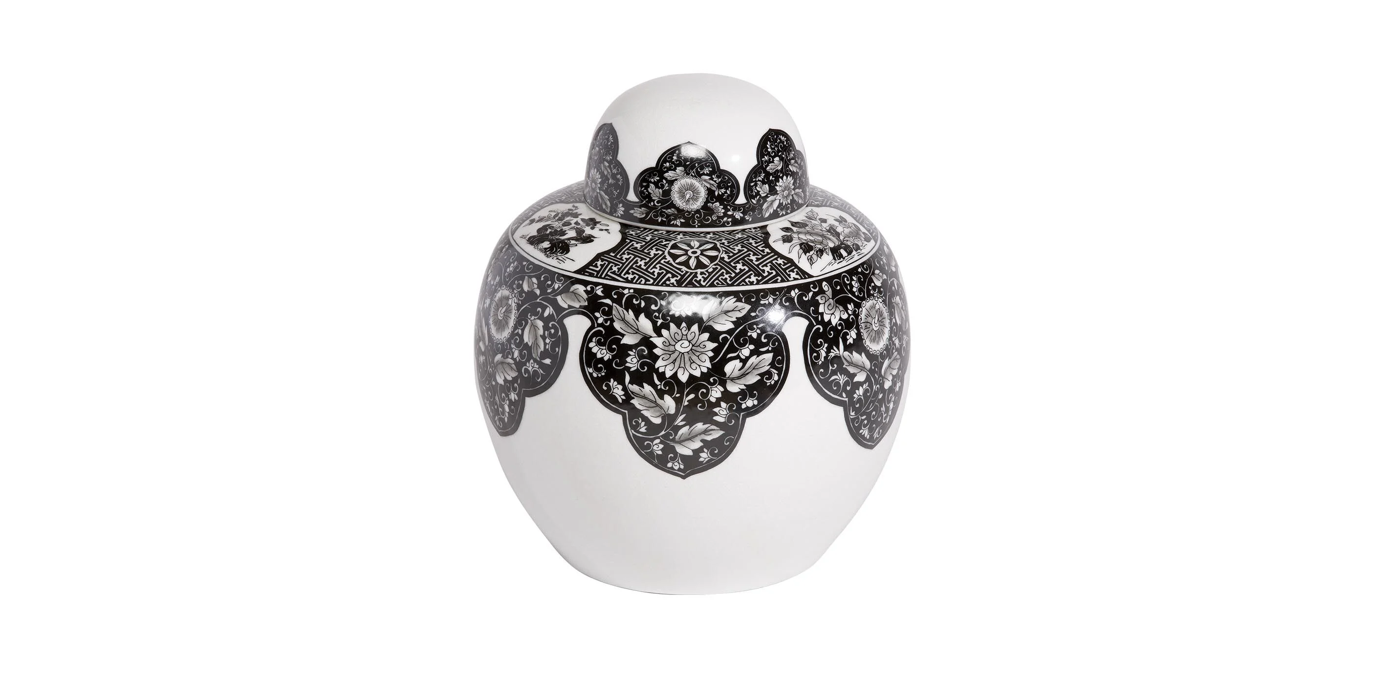 Black and White Round Lidded Jar 1 Black and White Round Lidded Jar